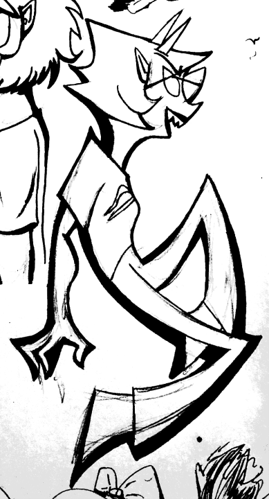 a stylized fullbody drawing of terezi pyrope